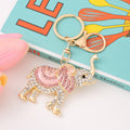 Rhinestone Walking Elephant Keychain Enamel Metal Charm view 4