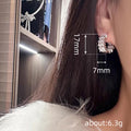 White Gold Double Row Zircon Crystal Hoop Earrings view 4