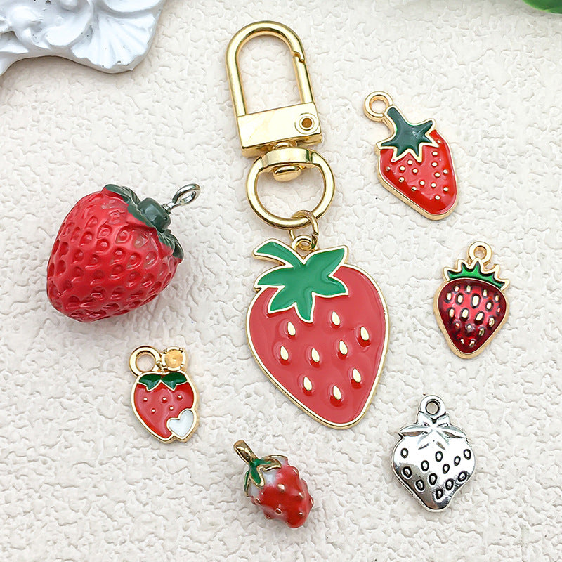 Resin 3D Strawberry Fruit Charm Pendant for DIY Bracelet Earring Necklace Jewelry Making