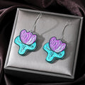 Silver Tone Colorful Flower Acrylic Long Hook Earrings in Eight Styles view 3