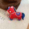Fabric Embroidered Horse Brooches Red Felt And White Ingot view 6