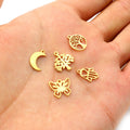 Mixed Mini Stainless Steel Symbol Charms in Gold Tone view 3