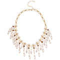 Gold Pearl Crystal Tassel Necklace And Drop Earrings view 5