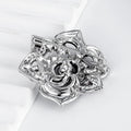 Camellia Openwork Enamel Pearl Look Metal Brooch Pin view 3
