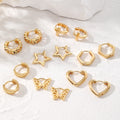Gold Tone Geometric Huggie Hoop Earrings in Seven Designs view 1
