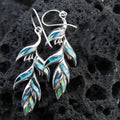 Silver Tone Blue Green Enamel Layered Leaf Drop Earrings view 3