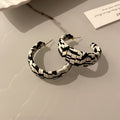 Black and White Wrapped Hoop Earrings in Four Shapes and Sizes view 7