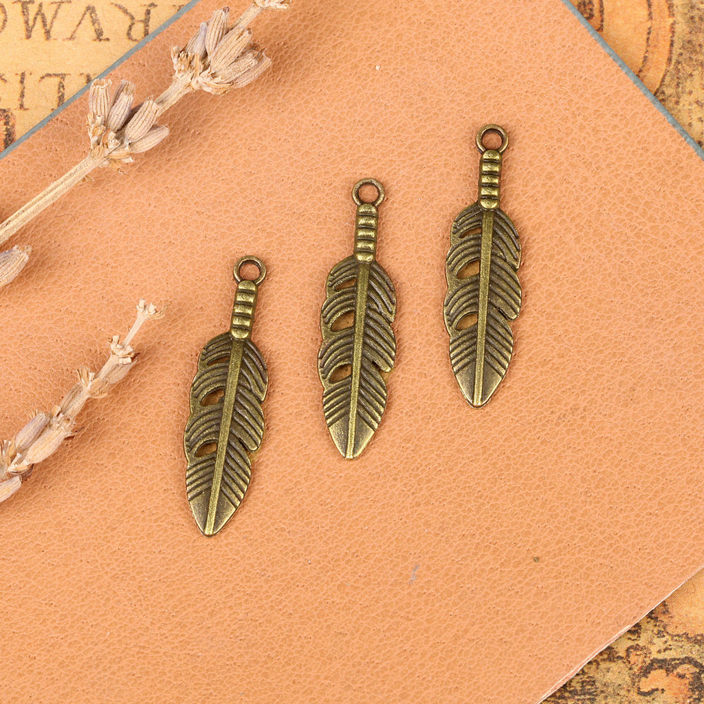 Vintage Alloy Feather Wing Keychain Charm Pendant
