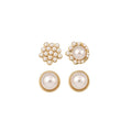 Gold Pearl Stud Earring Set Five Pair Round Cluster Styles view 5