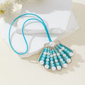 Beaded Pearl Scallop Shell Charm Pendant Two Colors view 2