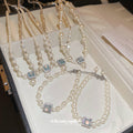 Pearl Square Cabochon Necklace Bracelet Ring Pieces view 1
