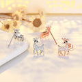 Crystal Reindeer Stud Earrings in Silver and Rose Gold Tone view 3
