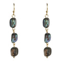 Gold Hook Triple Abalone Shell Drop Earrings Long Dangle view 5