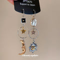 Asymmetrical Sun Moon and Star Long Drop Hook Earrings view 2