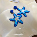 Blue Starfish Statement Stud Earrings for Women Fashion Jewelry view 3