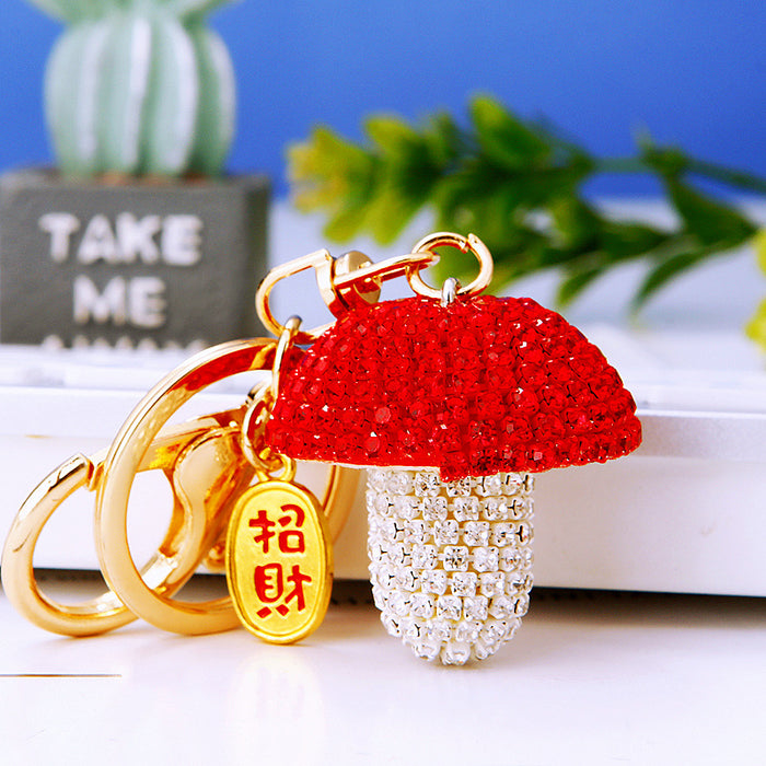 Jeweled Small Mushroom Keychains in Six Colors plus Assorted Option