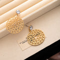 Gold and Silver Open Heart Lattice Disc Dangle Earrings view 4