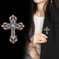 Cross Metal Brooch Pin for Jackets and Lapels 5.1 x 6.1 cm view 3
