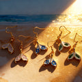 Mermaid Tail Dried Flower Earrings Gold Hooks Three Styles view 5