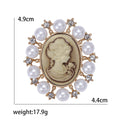 Cameo Lady Portrait Brooch Pearl Rhinestone Silver Or Gold view 5