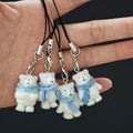 White Flocked Polar Bear Phone Charms in Four Scarf Styles view 2
