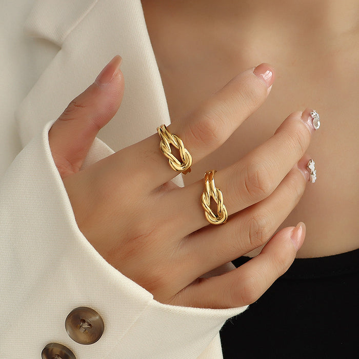 Gold Love Knot Open Band Ring Non-Adjustable Size 7