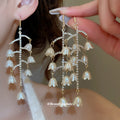 Crystal Leaf Branch Drop Earrings in Two Colors With Gold-Tone And Silver-Tone Finishes view 1