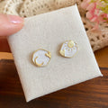 Enamel Sun and Moon Mismatched Stud Earrings in Three Colors view 6