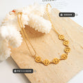 Dual Chain Smiley Face Disc Bracelet Gold Steel Tone view 2