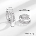 Silver Tone CZ Baguette Huggie Hoop Earrings Metal Pair view 4