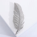 Pave Crystal Feather Brooch Gold Silver Tone Clear Stones view 7