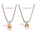 Silver-Tone Snake Chain Necklaces With Blue and White Portrait Pendants view 2