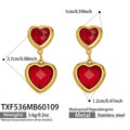 Gold Heart Glass Stone Necklace Bracelet Earring Sets view 10