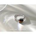 Silver Open Adjustable Ring Oval Tiger Eye Cabochon view 4