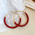 Red Hoop Earrings in Eight Size and Finish Variations view 9