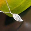 Silver Tone Clear Stone Leaf Pendant Necklace Polished Metal Jewelry view 5