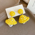 Raffia Mushroom Drop Stud Earrings in Three Colors view 6