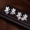 Silver Butterfly Purple and Pink Bead Cluster Stud Earrings view 2
