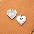 Paw Print Heart Metal Charm in 3 Decorative Finishes view 3