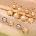 Double Shell Pearl Drop Earrings Gold And Two-Tone view 3