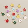 Mixed Color Enamel Flower Pendants with Gold Tone Edges view 4