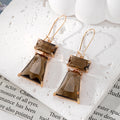 Dual Stone Geometric Crystal Dangle Earrings 5 Color Styles view 10