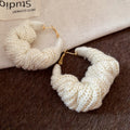 Brown Knitted Hoop Statement Earrings Decorative Jewelry Design view 7