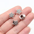 11x11x6.9mm 1.55g Antique Silver Zinc Alloy Star Large Hole Spacer Beads for DIY Bracelet Jewelry Making