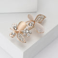Blush Petal Butterfly Brooch with Clear Crystal Leaf Details view 3