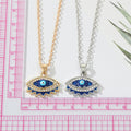 Gold and Silver Tone Crystal Blue Evil Eye Pendant Necklaces view 4