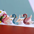 Jeweled Swan Keychain with Layered Gold Tone Wings and Crown view 2