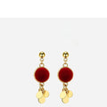 Red Velvet Disc And Gold-Tone Sequin Drop Earrings - One Style view 5