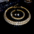 Multi-Layer Crystal Pearl Chokers Necklace Bracelet Earring Sets view 7