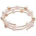 Three Mixed Multirow Pearl Like Crystal Open Cuffs In Two Tones view 5
